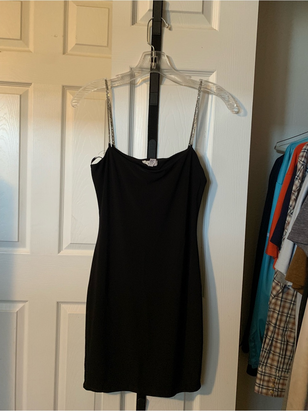 Love Culture Black Mini Slip Dress with Chain Straps